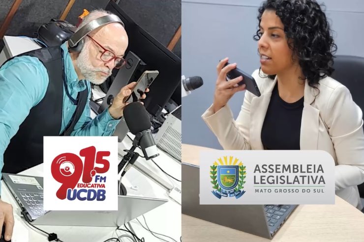 Imagem: Jornalistas Sérgio Carvalho e Regiane Ribeiro durante estreia do Informe do Legislativo 