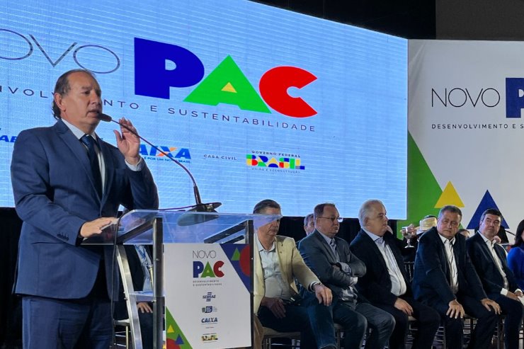 Imagem: Presidente  da ALEMS,Gerson Claro, ao se pronunciar no lançamento do PAC