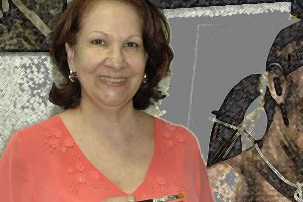 Imagem: Leonor foi autora do Painel “Batalha Guaicurus (1993 – Campo Grande) que se encontra no saguão da Assembleia Legislativa.