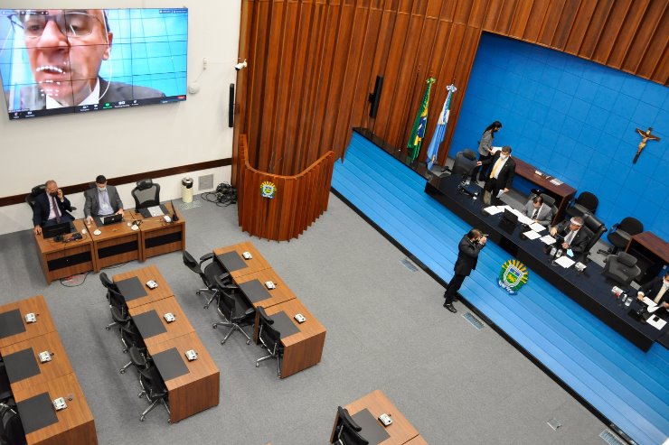 Imagem: Em sessão realizada por vídeoconferência, Mesa Diretora da ALEMS recebe projeto encaminhado pelo Poder Executivo