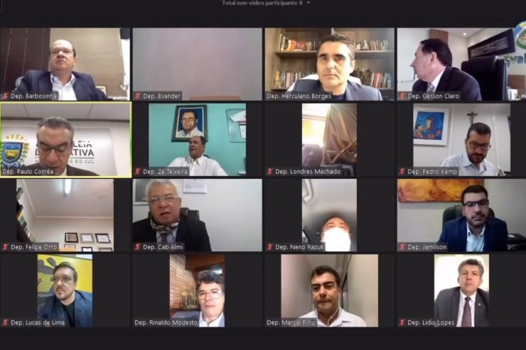 Imagem: Deputados da ALEMS durante a Ordem do Dia, na sessão remota desta manhã