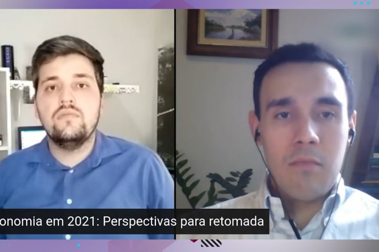 Imagem: Thiago Frison recebe o professor e doutor em economia Mateus Boldrine Abrita