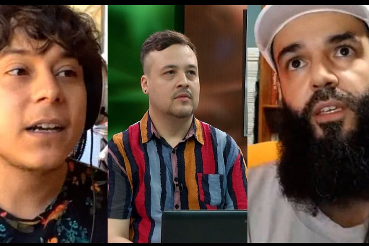 Imagem: Escritores Febraro de Oliveira e Rafa Carvalho participam do programa comandado pelo jornalista João Humberto