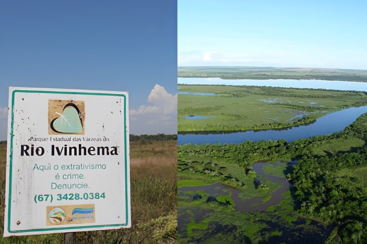 Imagem: O Parque Estadual das Várzeas do Rio Ivinhema preserva remanescentes de Mata Atlântica e ocupa uma área de 73.345 hectares, o equivalente a mais de 733 milhões de metros quadrados de biodiversidade protegida no Mato Grosso do Sul.