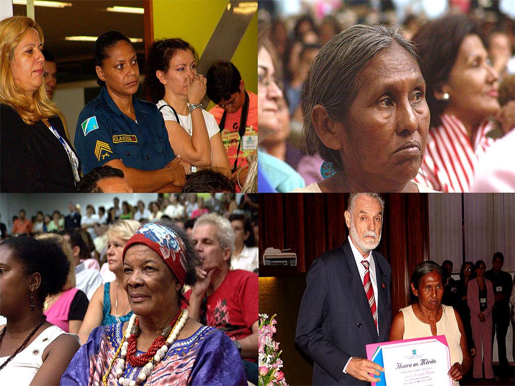 Imagem: Ana, Jandira, Romilda e entrega de homenagem