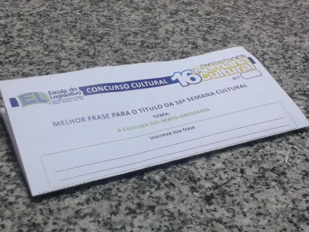 Imagem: Frase deve ser escrita a mão e inscrita na Escola do Legislativo.